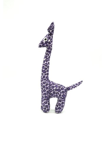 Peluche Girafe en Tissu Wax Violet, Douceur et Décoration
