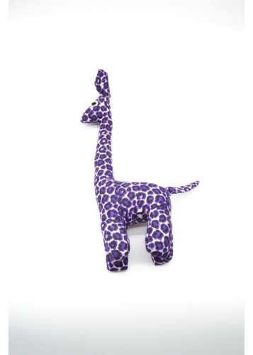 Peluche Girafe en Tissu Wax Violet, Douceur et Décoration