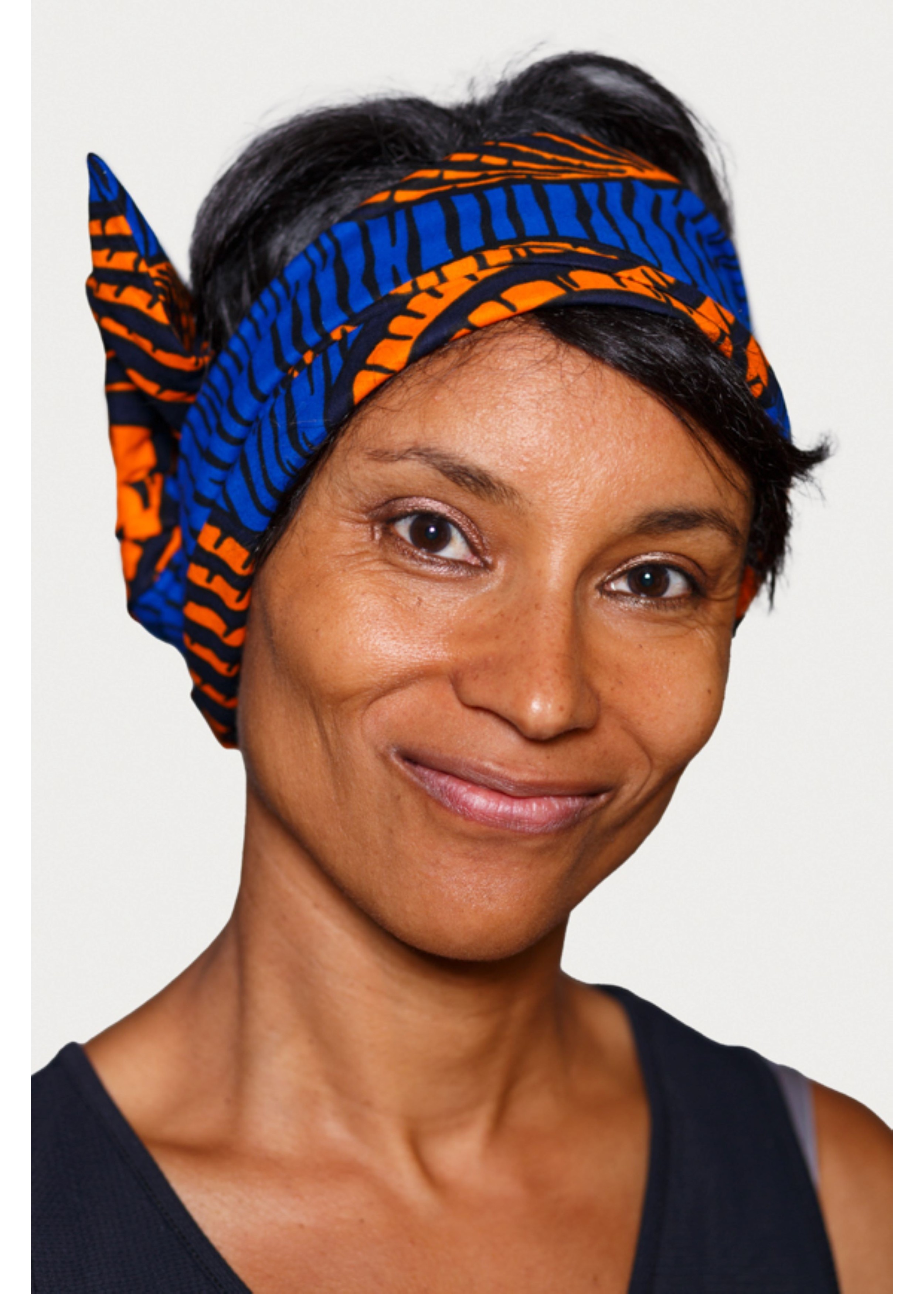 Bandeau pour Cheveux Wax Bleu et Orange