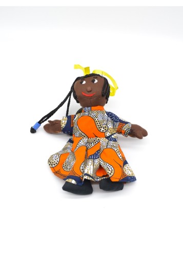 Poupée de Chiffon Africaine : Tissu Wax Orange