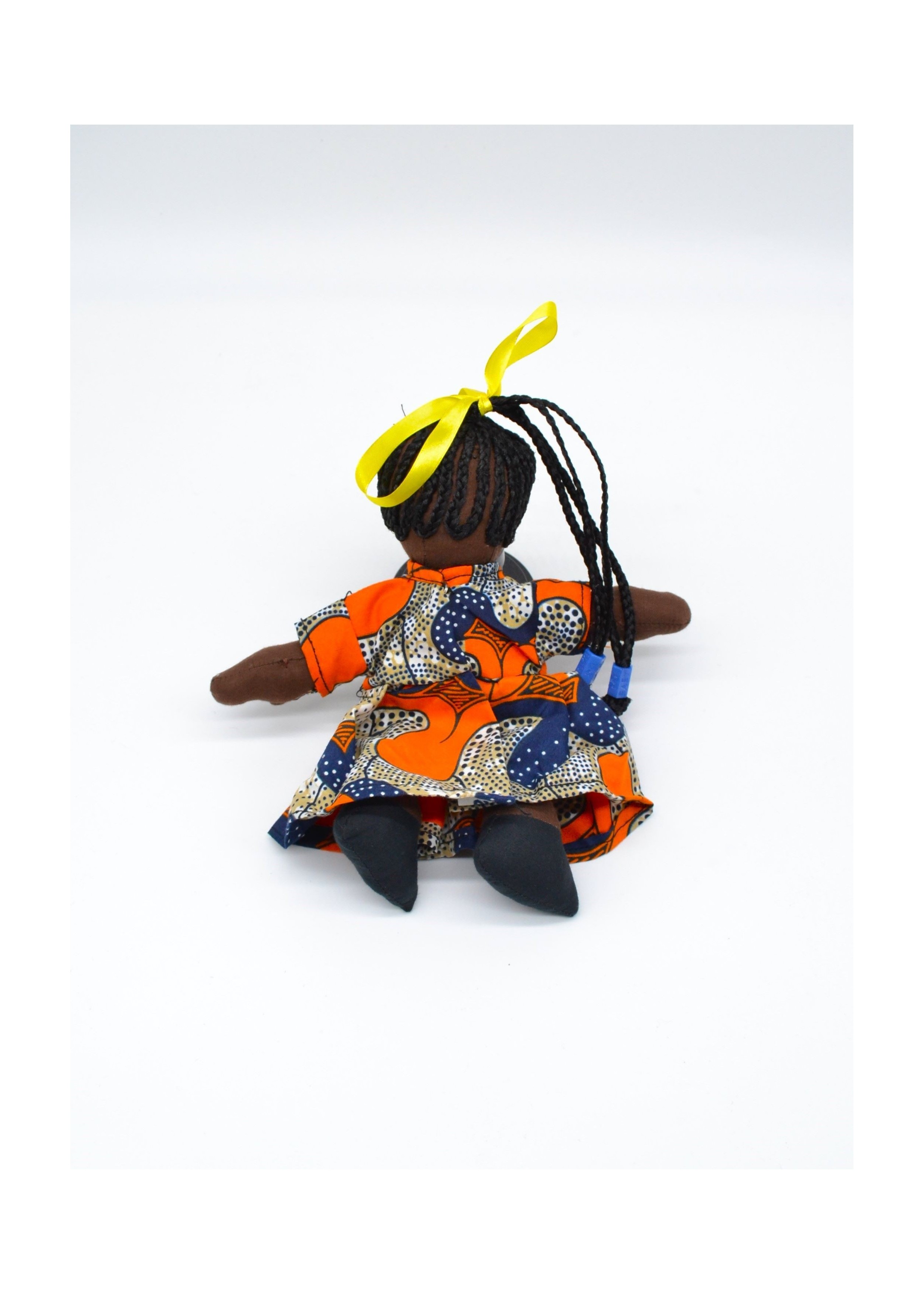 Poupée de Chiffon Africaine : Tissu Wax Orange