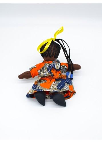 Poupée de Chiffon Africaine : Tissu Wax Orange