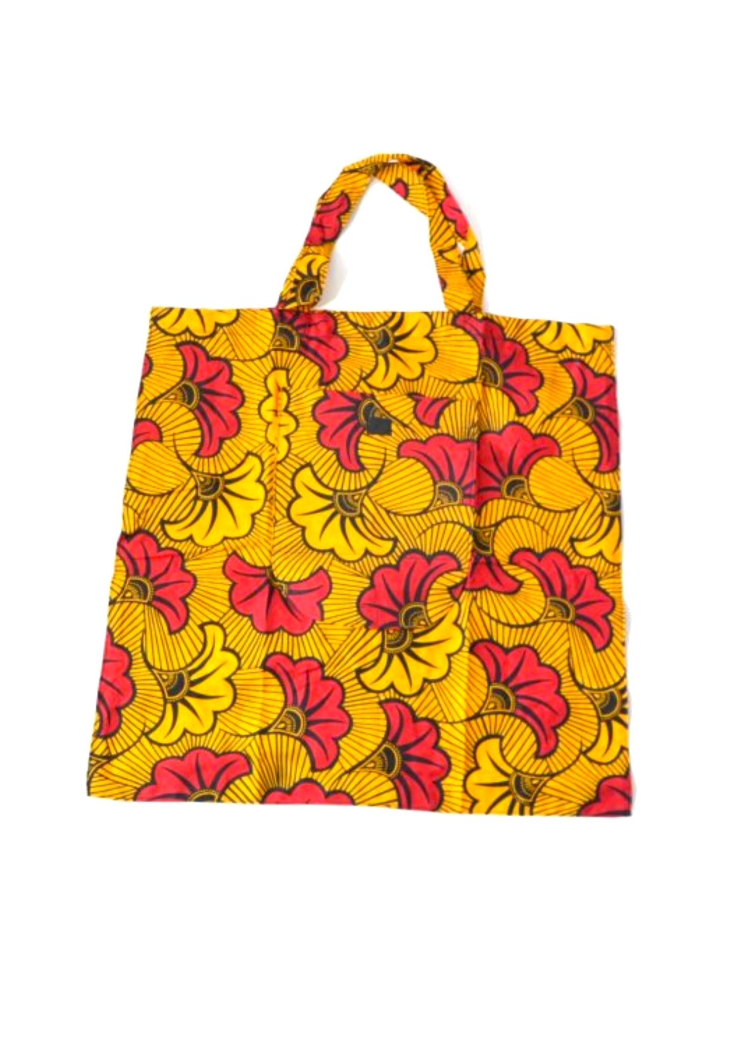 Sac Tote Bag Jaune en Tissu Wax jaune et rouge