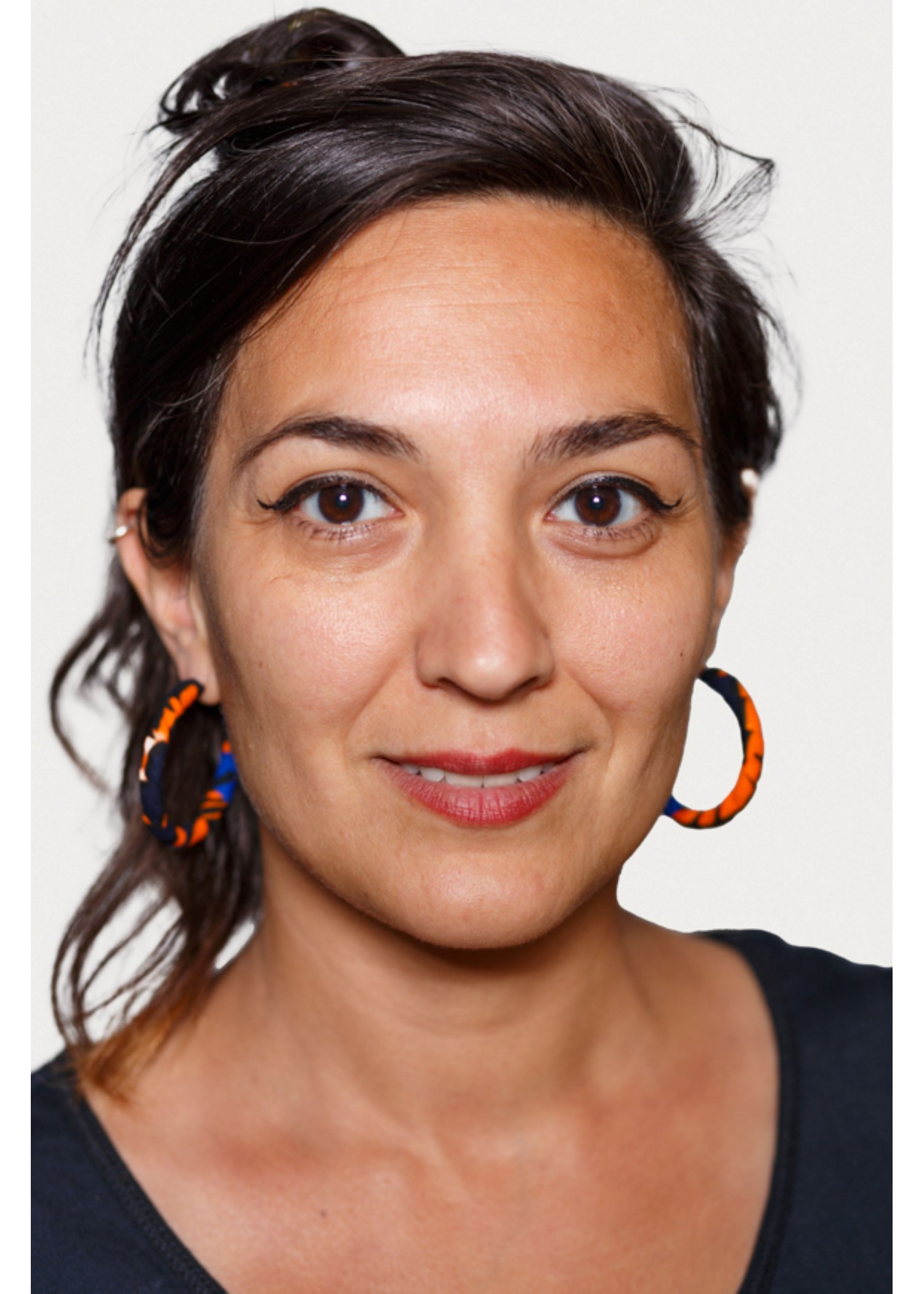 Boucles d'Oreilles Circulaires en Tissu Wax Bleu et Orange Boucles d'Oreilles Circulaires en Tissu Wax Bleu et Orange