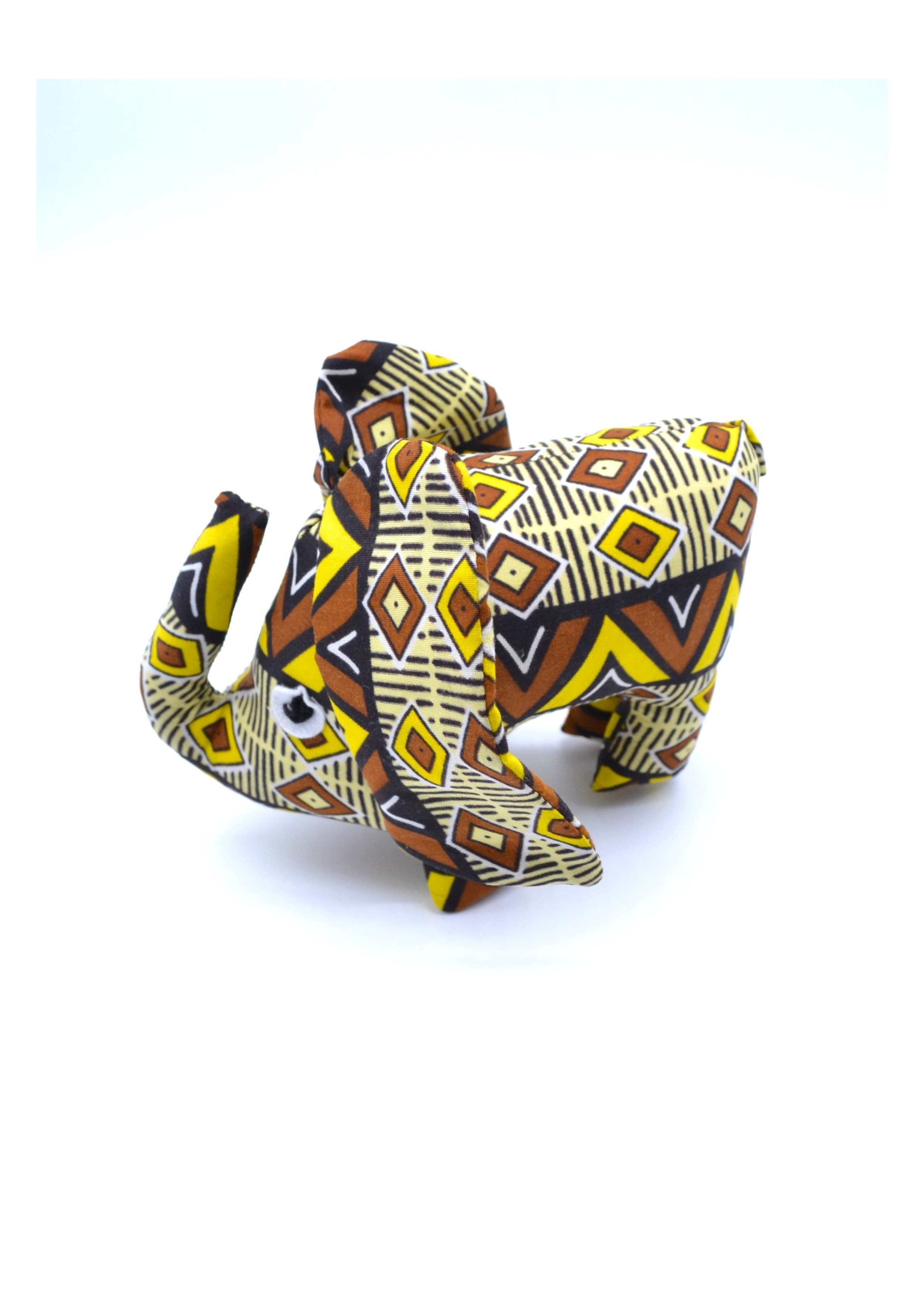 Peluche Élégante en Forme d'Éléphant en Tissu Wax