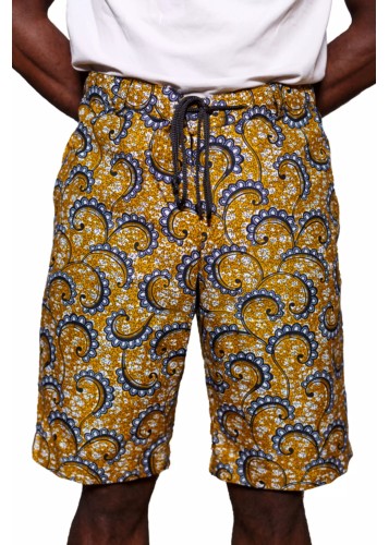 Bermuda homme en tissu wax marron