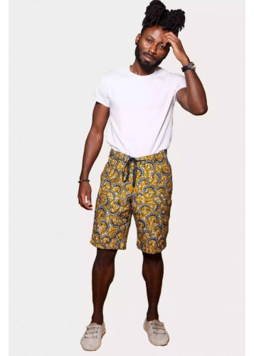 Bermuda homme en tissu wax marron