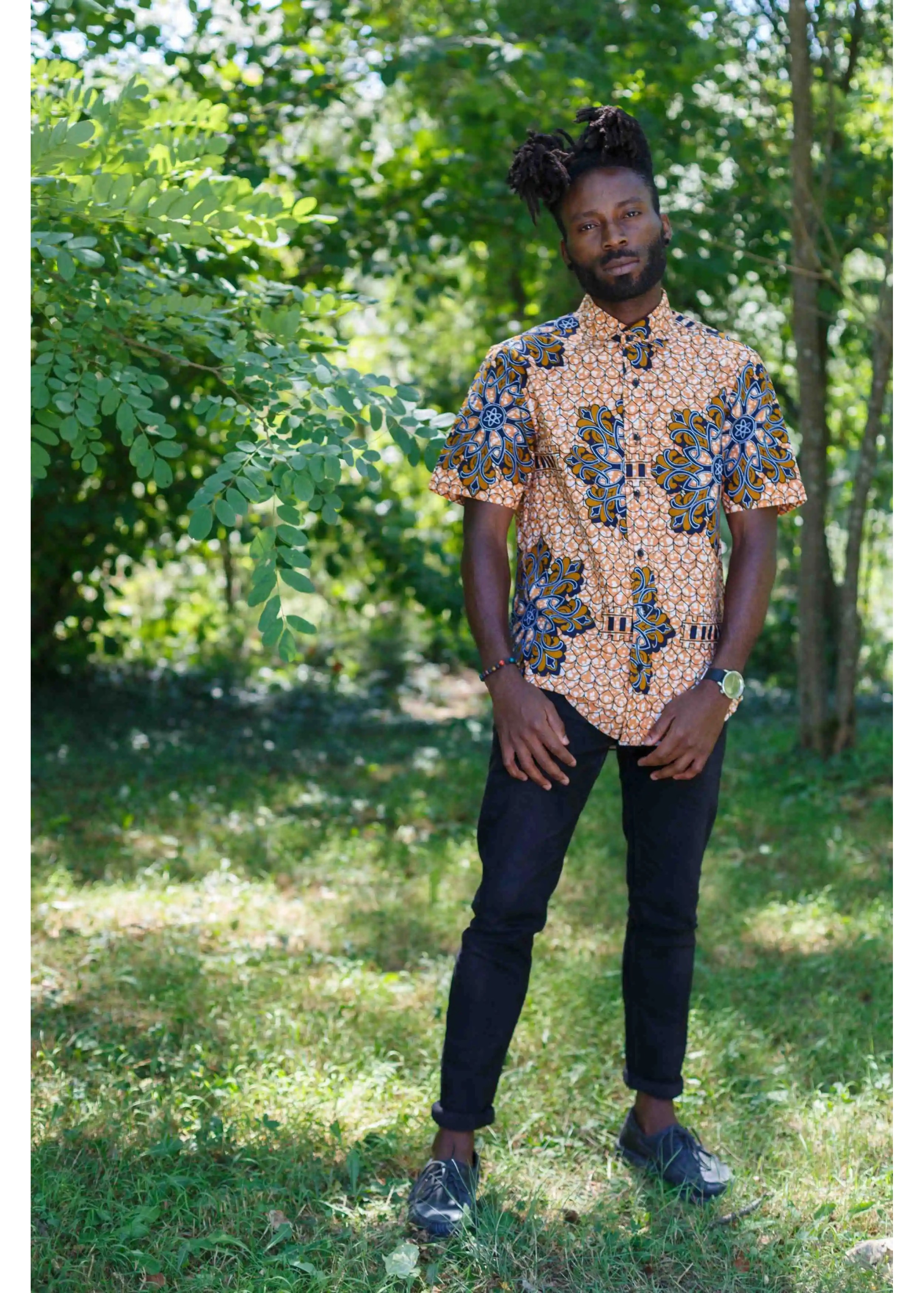 Chemise manches courtes en tissu wax