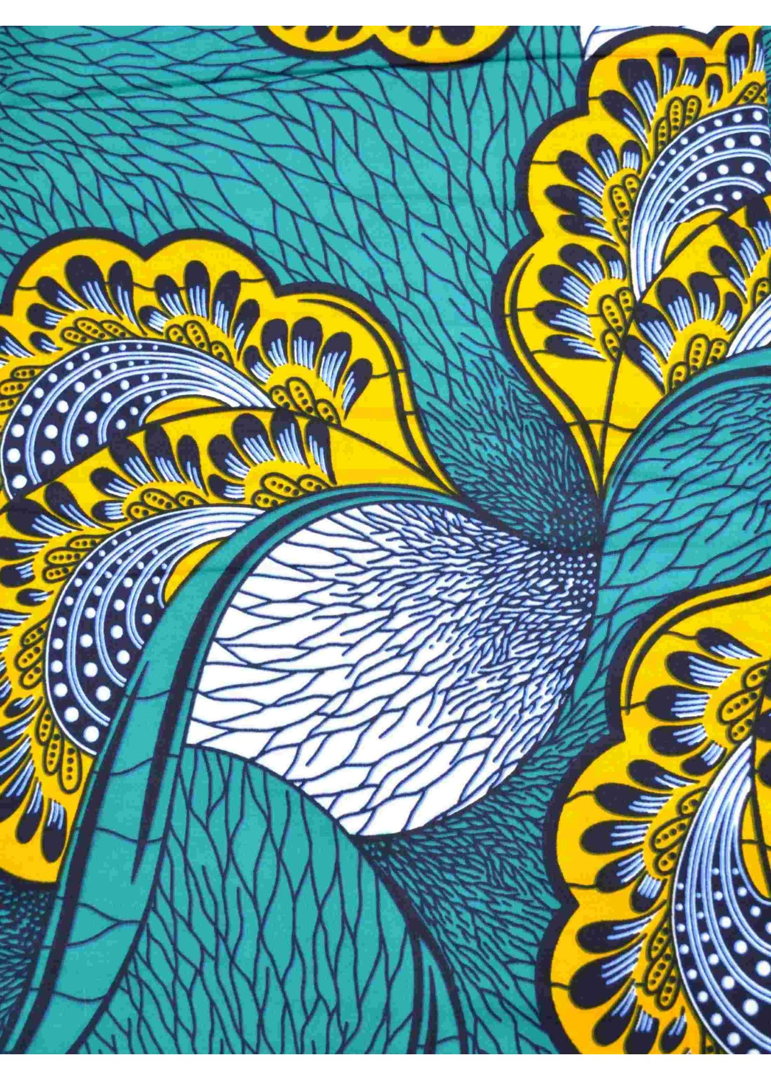 Tissu Wax Bleu Turquoise et Jaune – 100% Coton