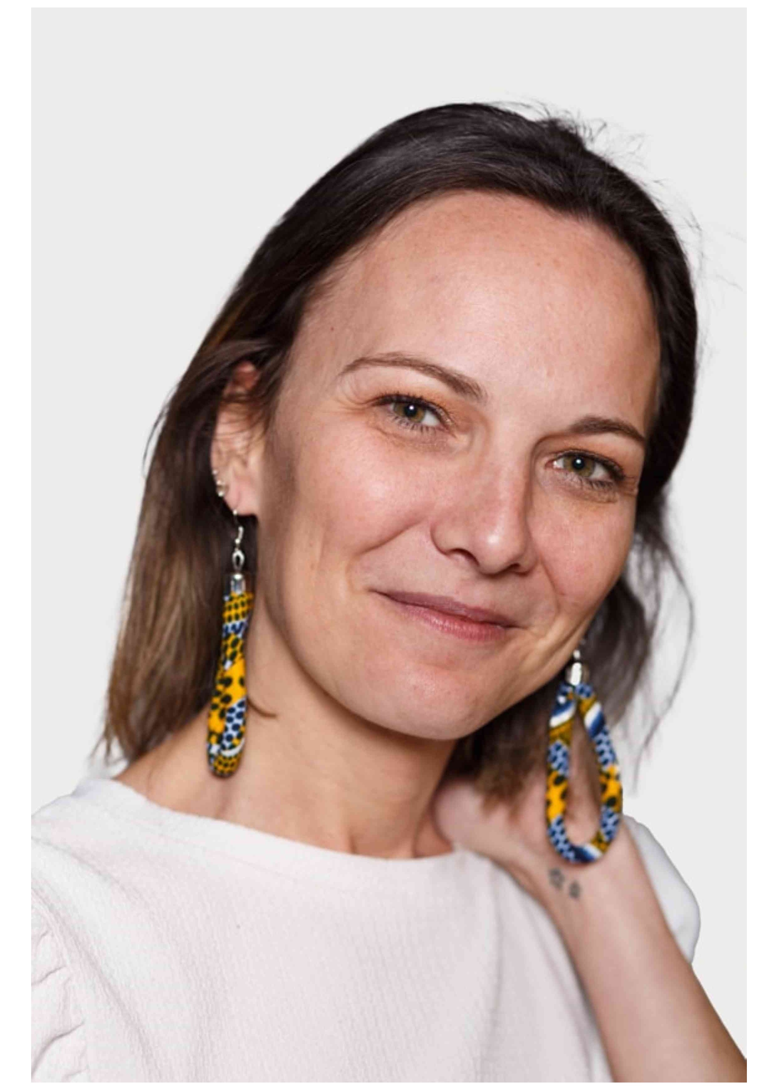 Boucles d’Oreilles en tissu Wax Jaune et Gris