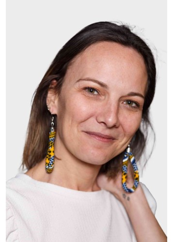 Boucles d’Oreilles en tissu Wax Jaune et Gris