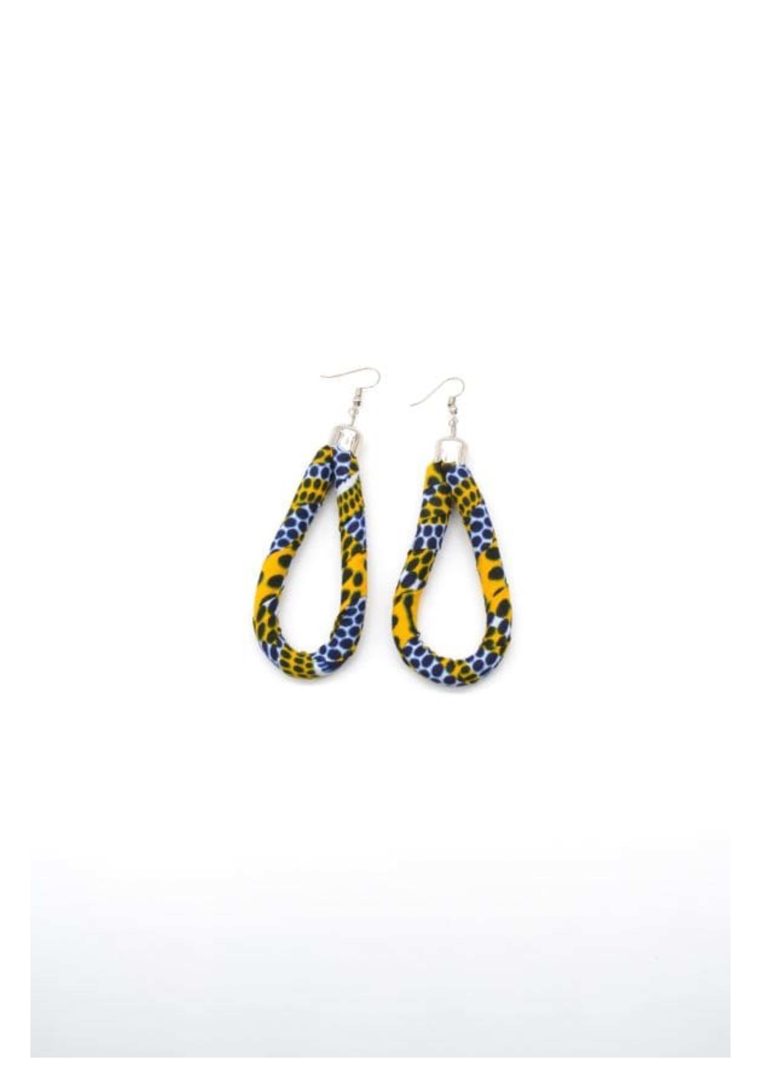 Boucles d’Oreilles en tissu Wax Jaune et Gris