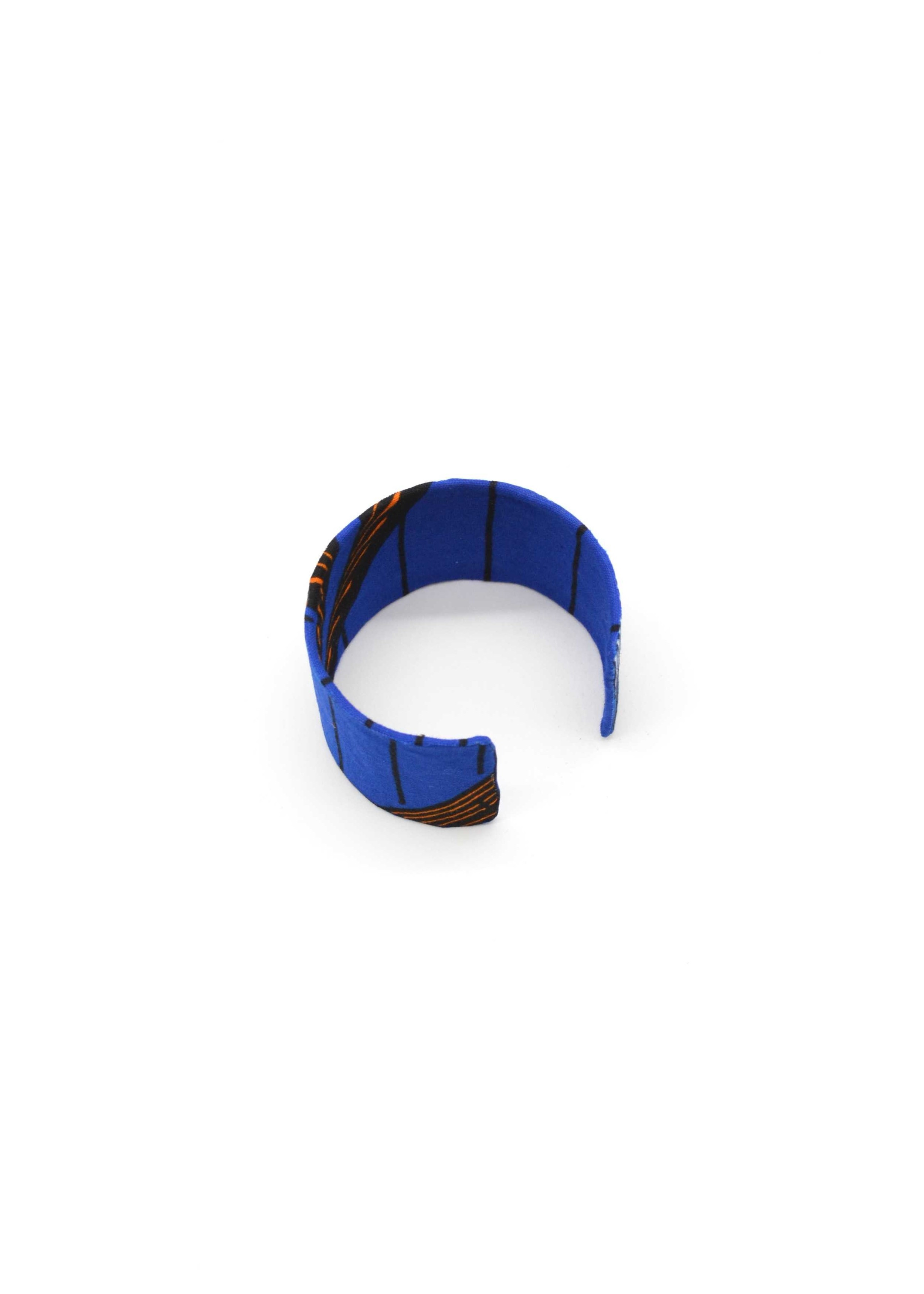 Bracelet Manchette en Wax Bleu et Orange