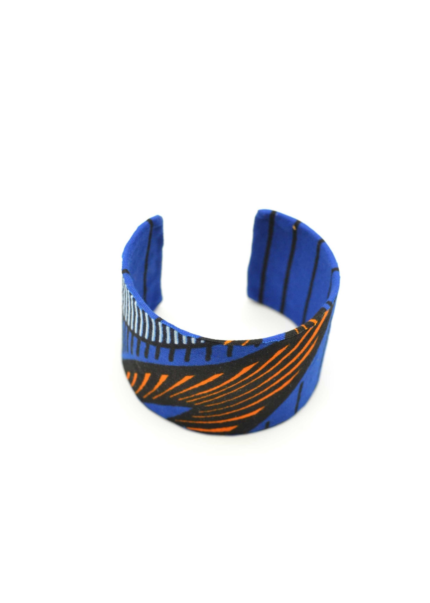 Bracelet Manchette en Wax Bleu et Orange