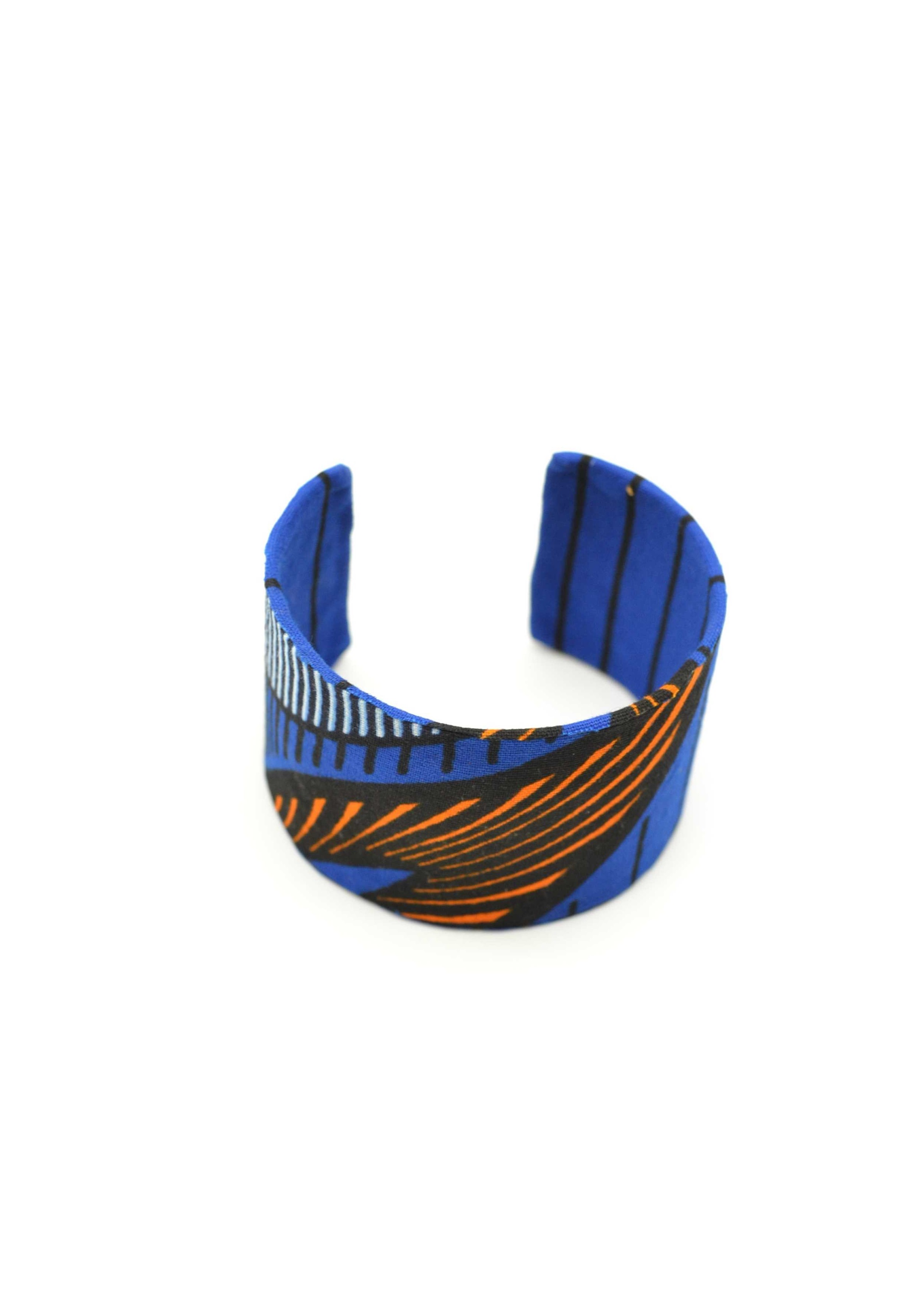 Bracelet Manchette en Wax Bleu et Orange