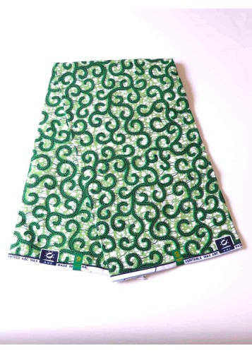 Tissu Wax 100 % Coton Vert – Qualité Premium au Mètre