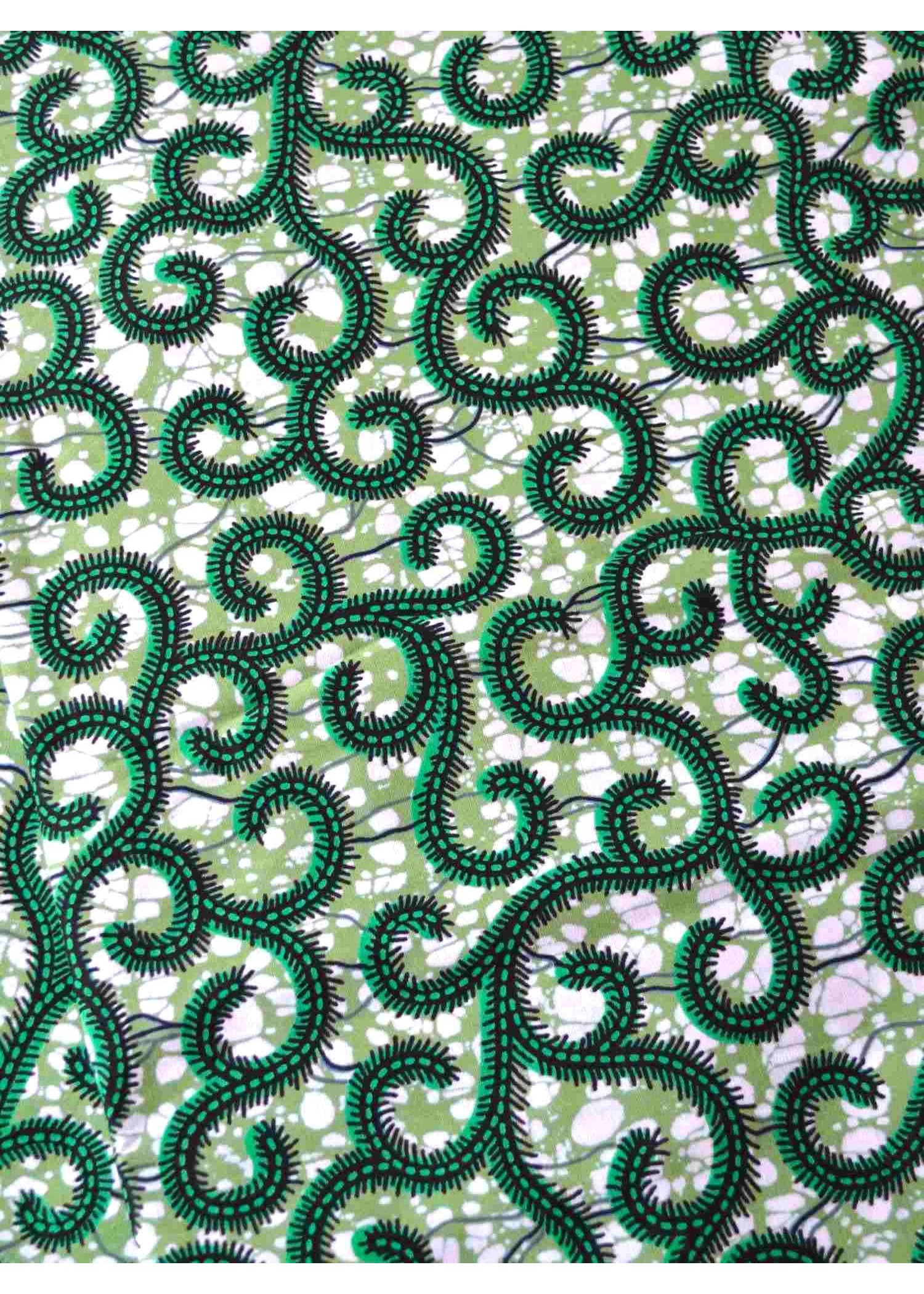 Tissu Wax 100 % Coton Vert – Qualité Premium au Mètre