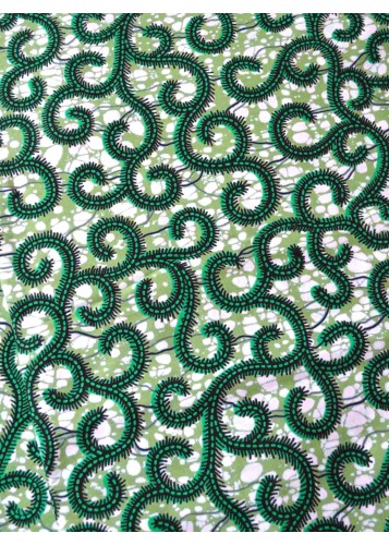 Tissu Wax 100 % Coton Vert – Qualité Premium au Mètre