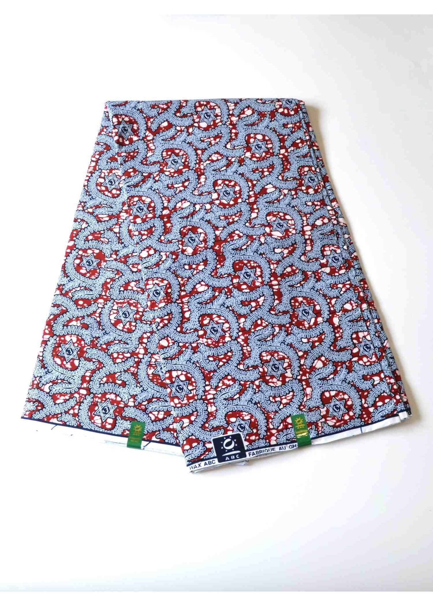 Tissu Wax 100 % Coton Gris et Rouge – Élégance et Qualité au Mètre