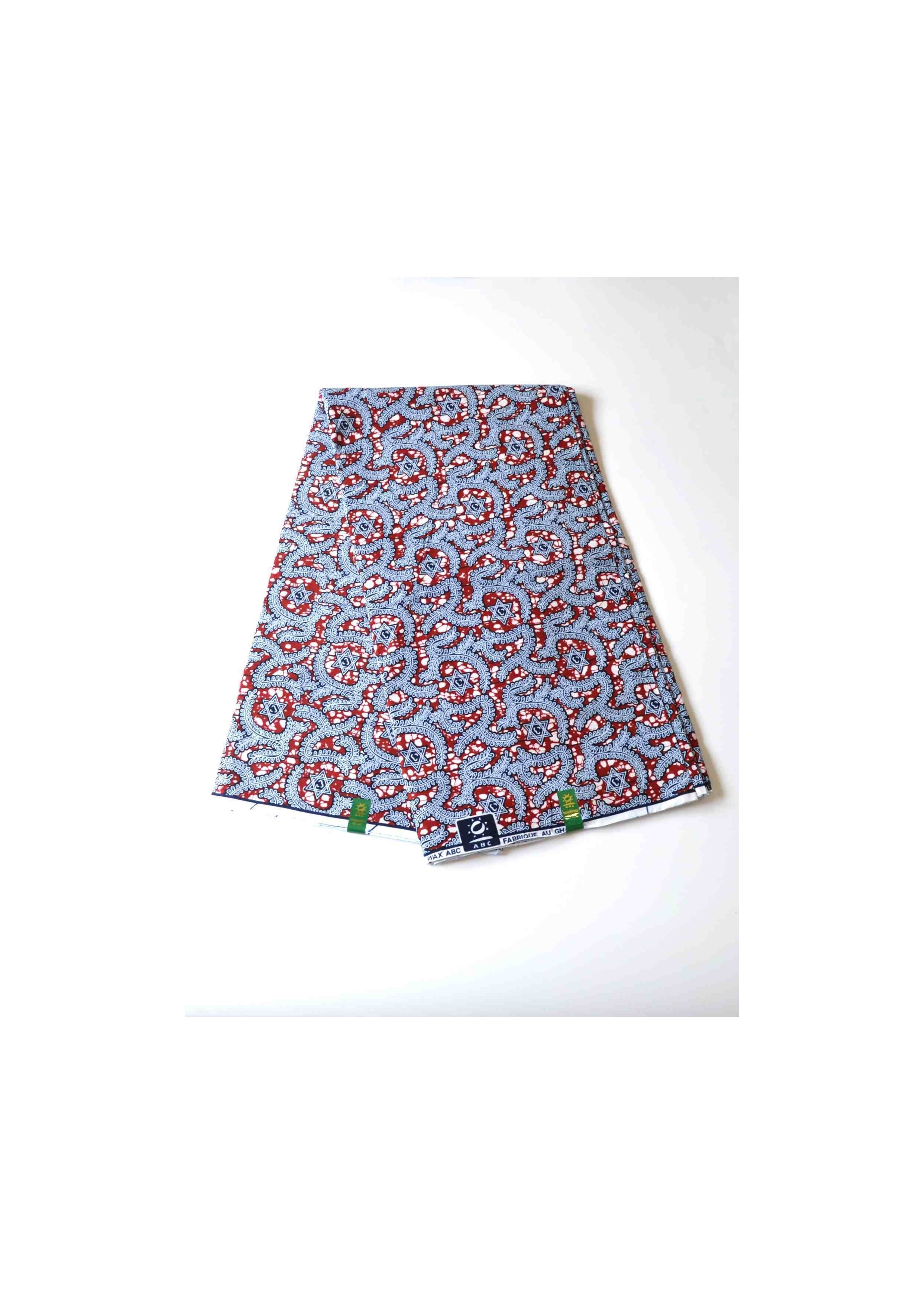 Tissu Wax 100 % Coton Gris et Rouge – Élégance et Qualité au Mètre