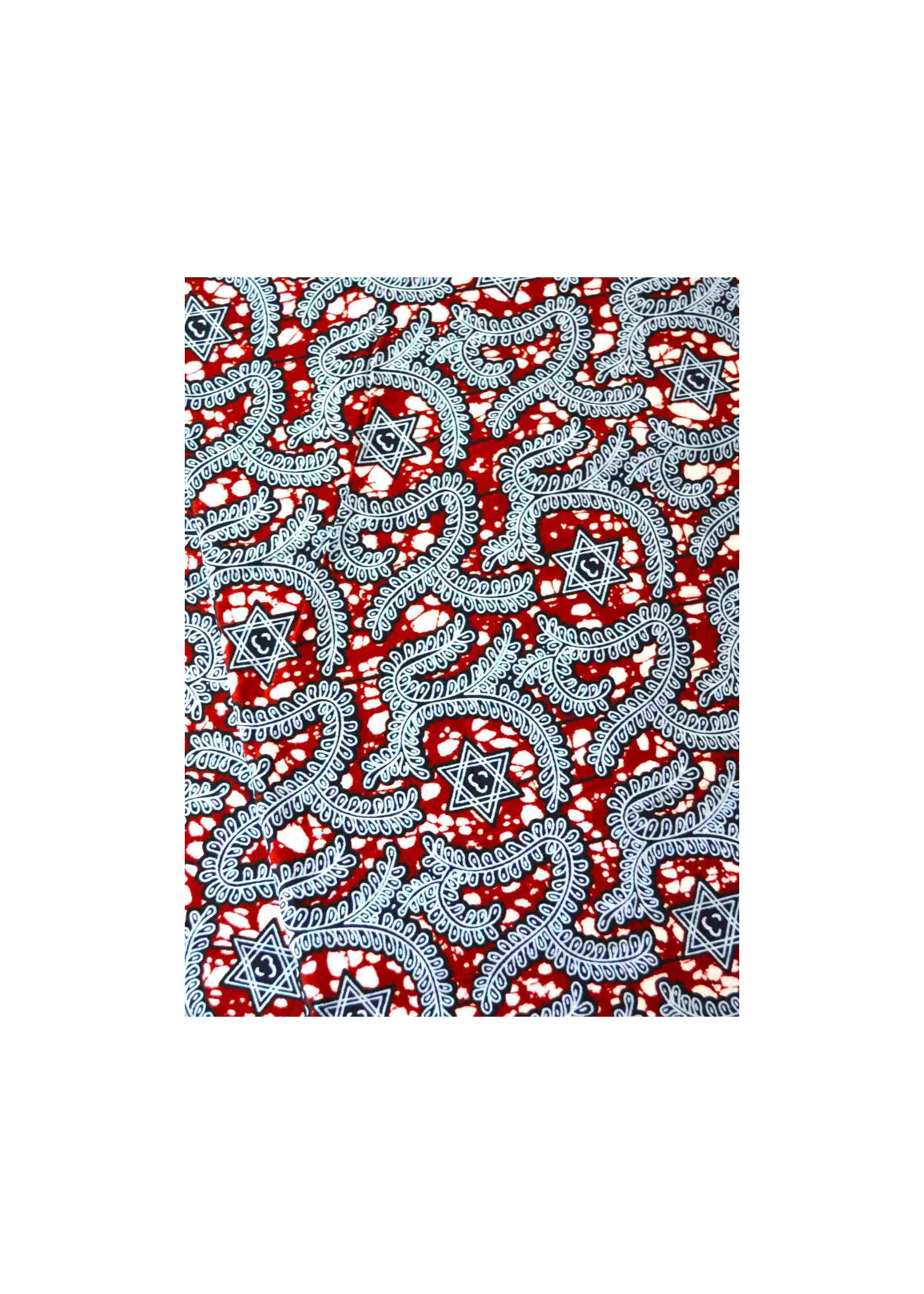 Tissu Wax 100 % Coton Gris et Rouge – Élégance et Qualité au Mètre