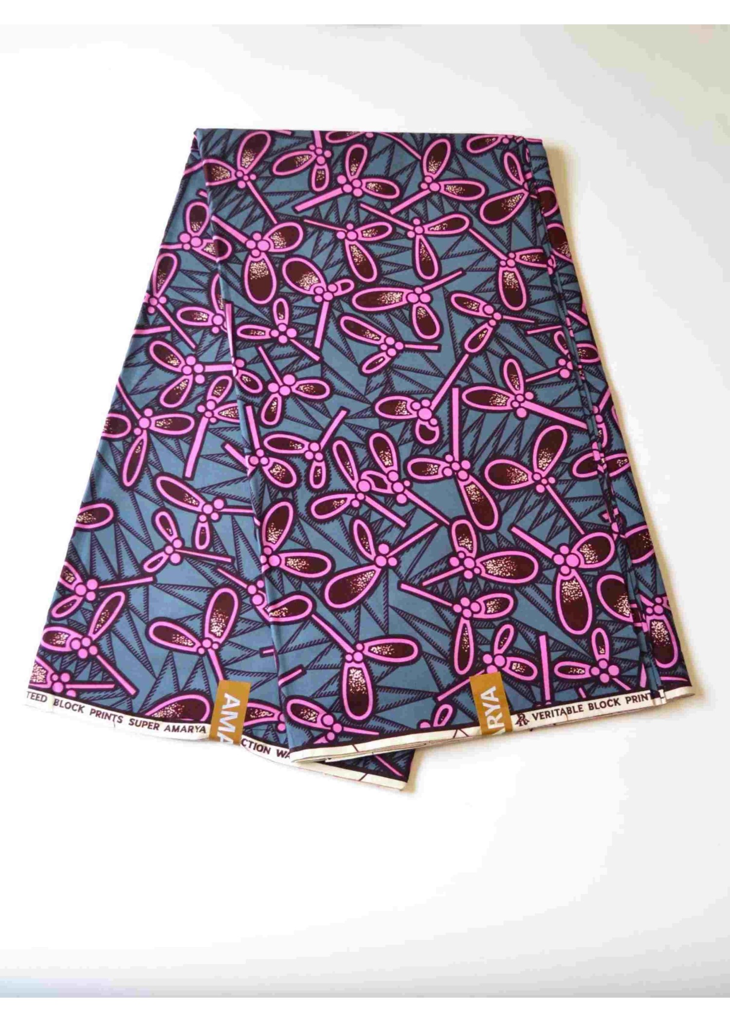 Tissu Wax 100 % Coton Rose et Gris