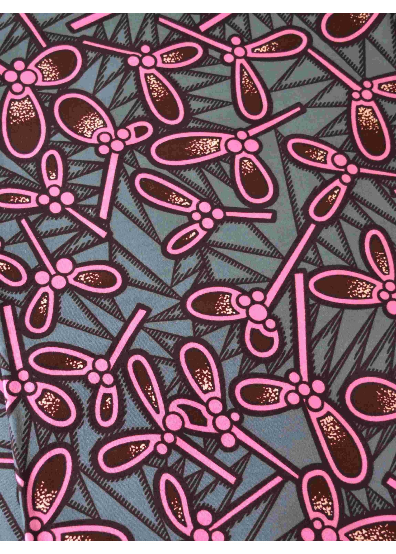 Tissu Wax 100 % Coton Rose et Gris