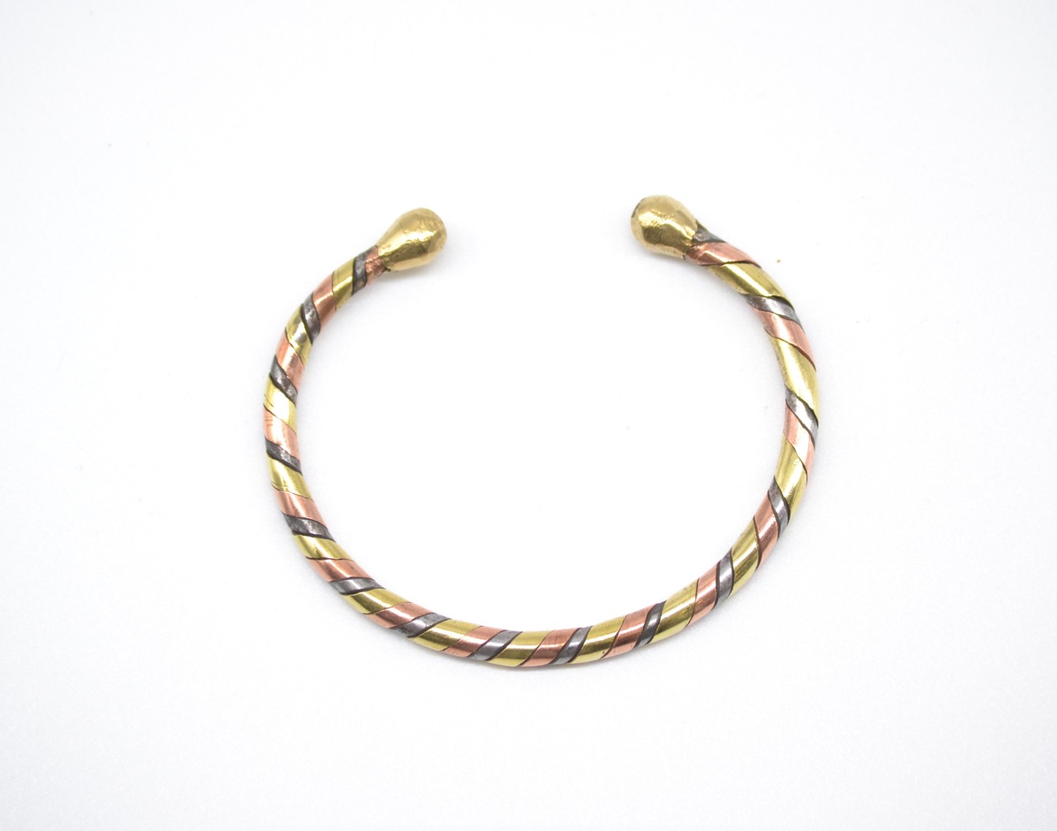 Bracelet jonc en laiton, cuivre et acier