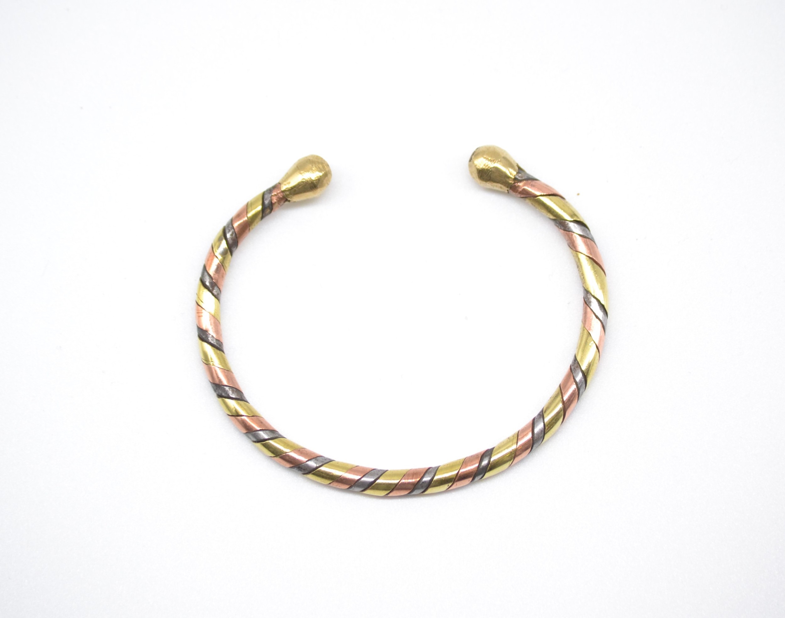 Bracelet jonc en laiton, cuivre et acier