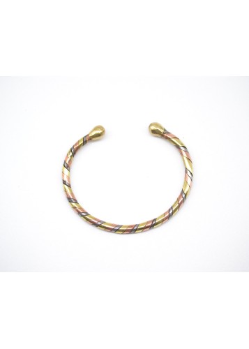 Bracelet jonc en laiton, cuivre et acier