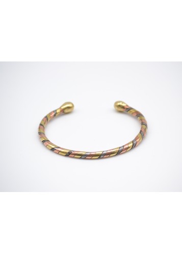 Bracelet jonc en laiton, cuivre et acier