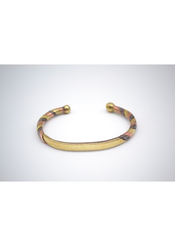 Bracelet jonc artisanal en laiton et cuivre