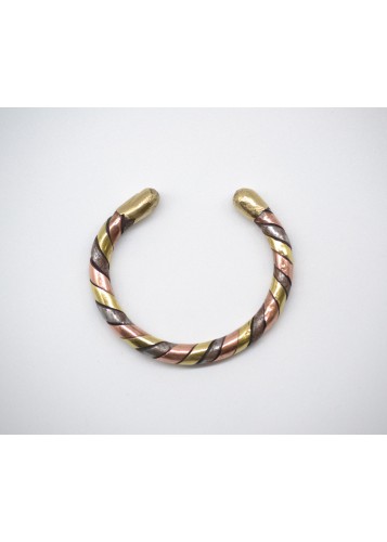 Bracelet ethnique en laiton, cuivre et acier, Bracelet jonc