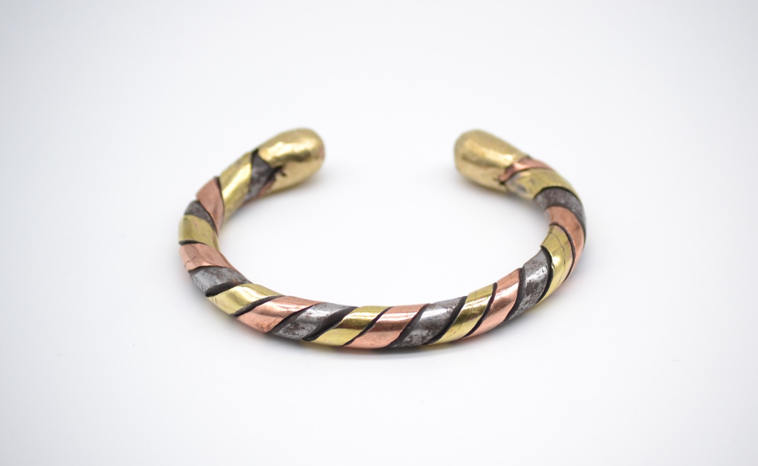 Bracelet ethnique en laiton, cuivre et acier, Bracelet jonc