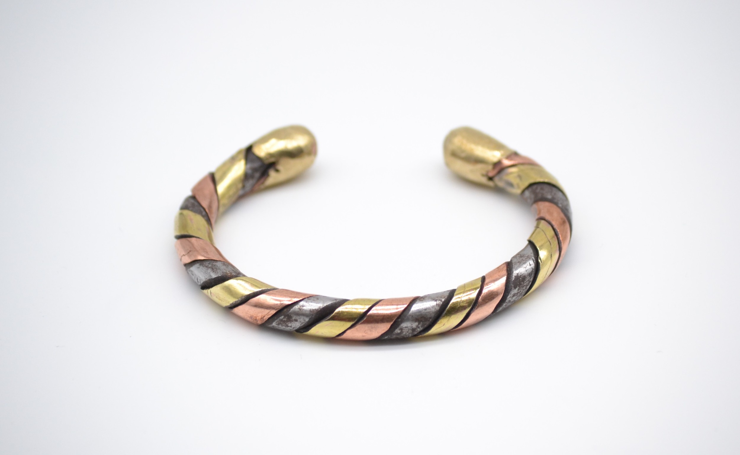 Bracelet ethnique en laiton, cuivre et acier, Bracelet jonc