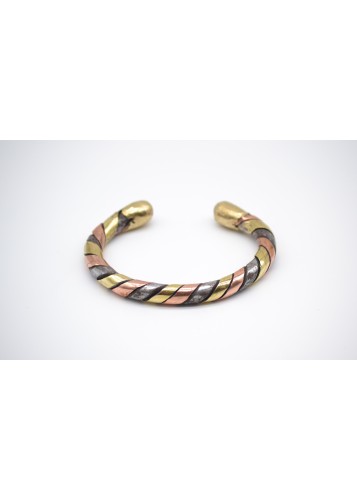 Bracelet ethnique en laiton, cuivre et acier, Bracelet jonc