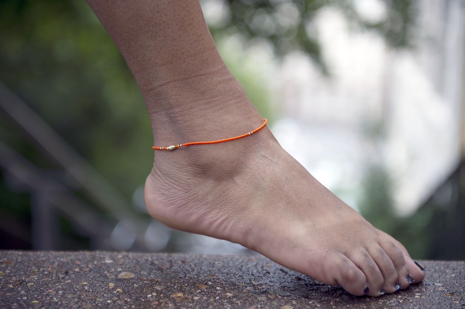 Bracelet de perles oranges pour chevilles