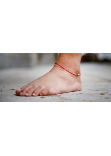 Bracelet de perles rouges pour chevilles