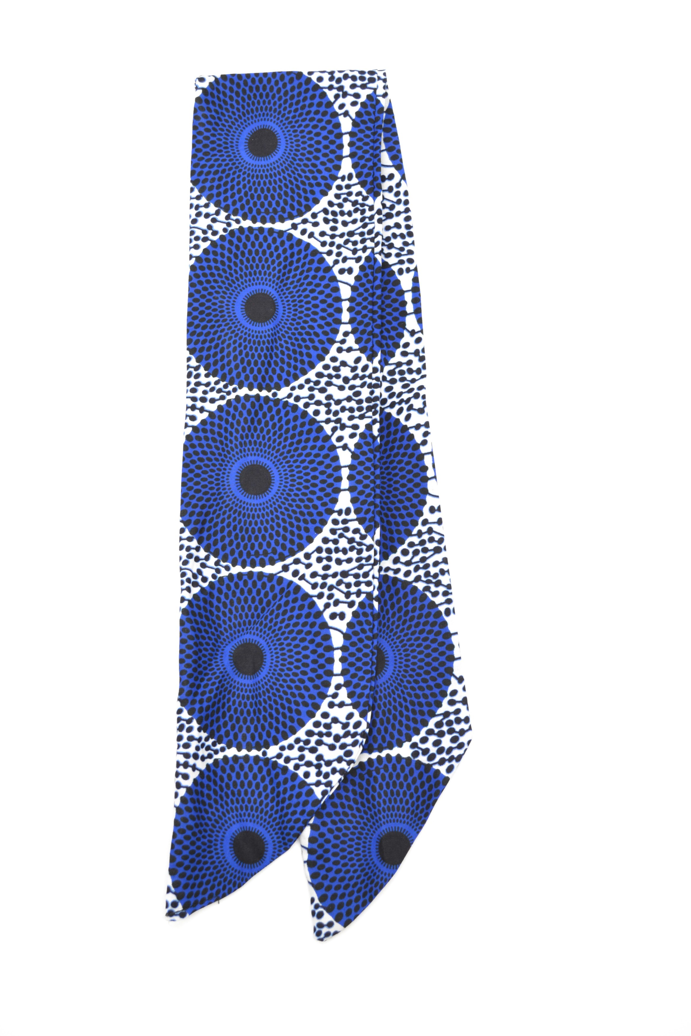 Bandeau en Wax bleu et blanc ajustable