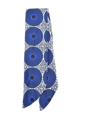 Bandeau en Wax bleu et blanc ajustable