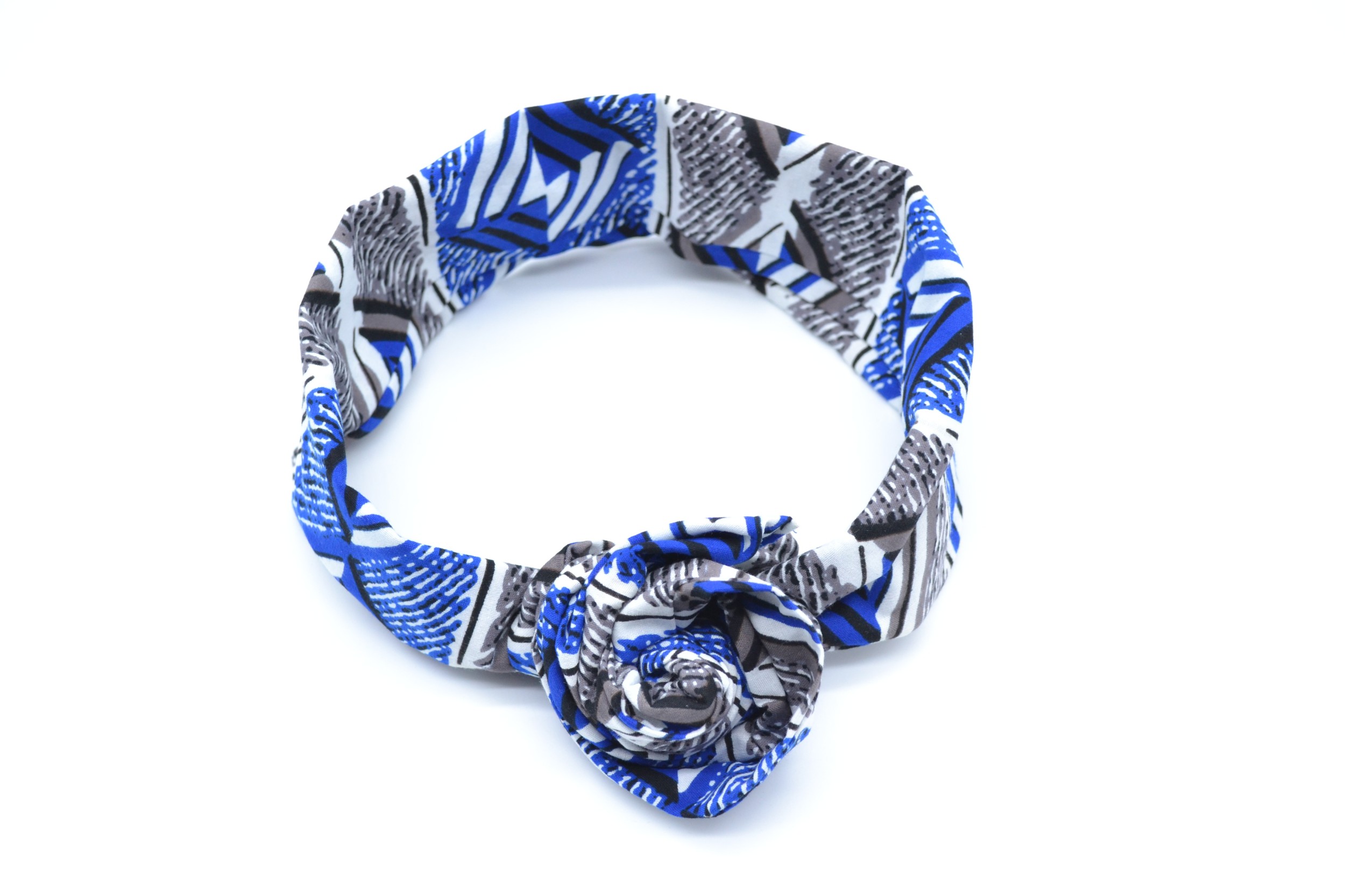 Bandeau en Wax bleu et blanc