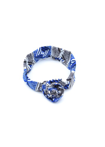 Bandeau en Wax bleu et blanc
