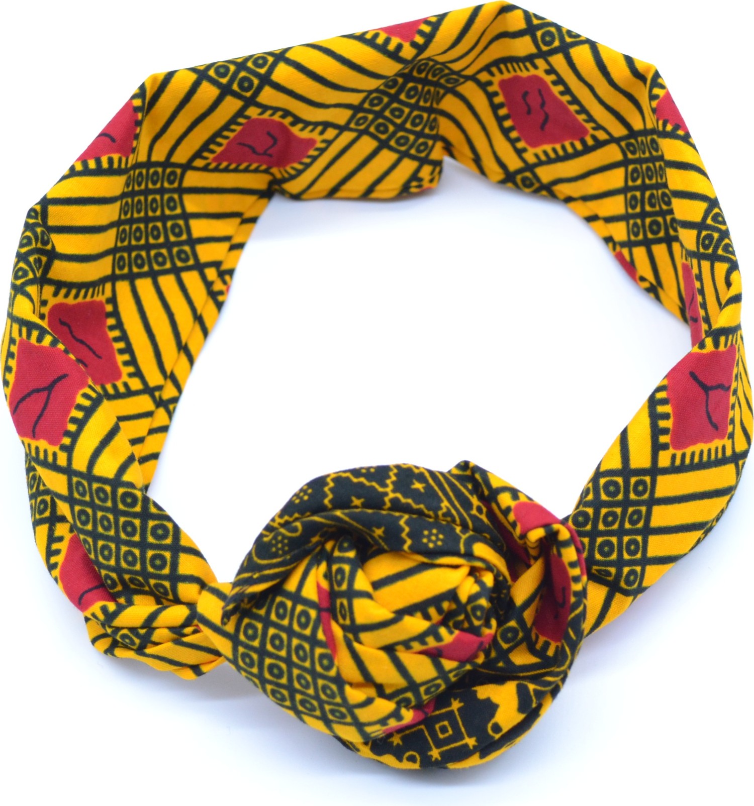 Bandeau en Wax vert et jaune