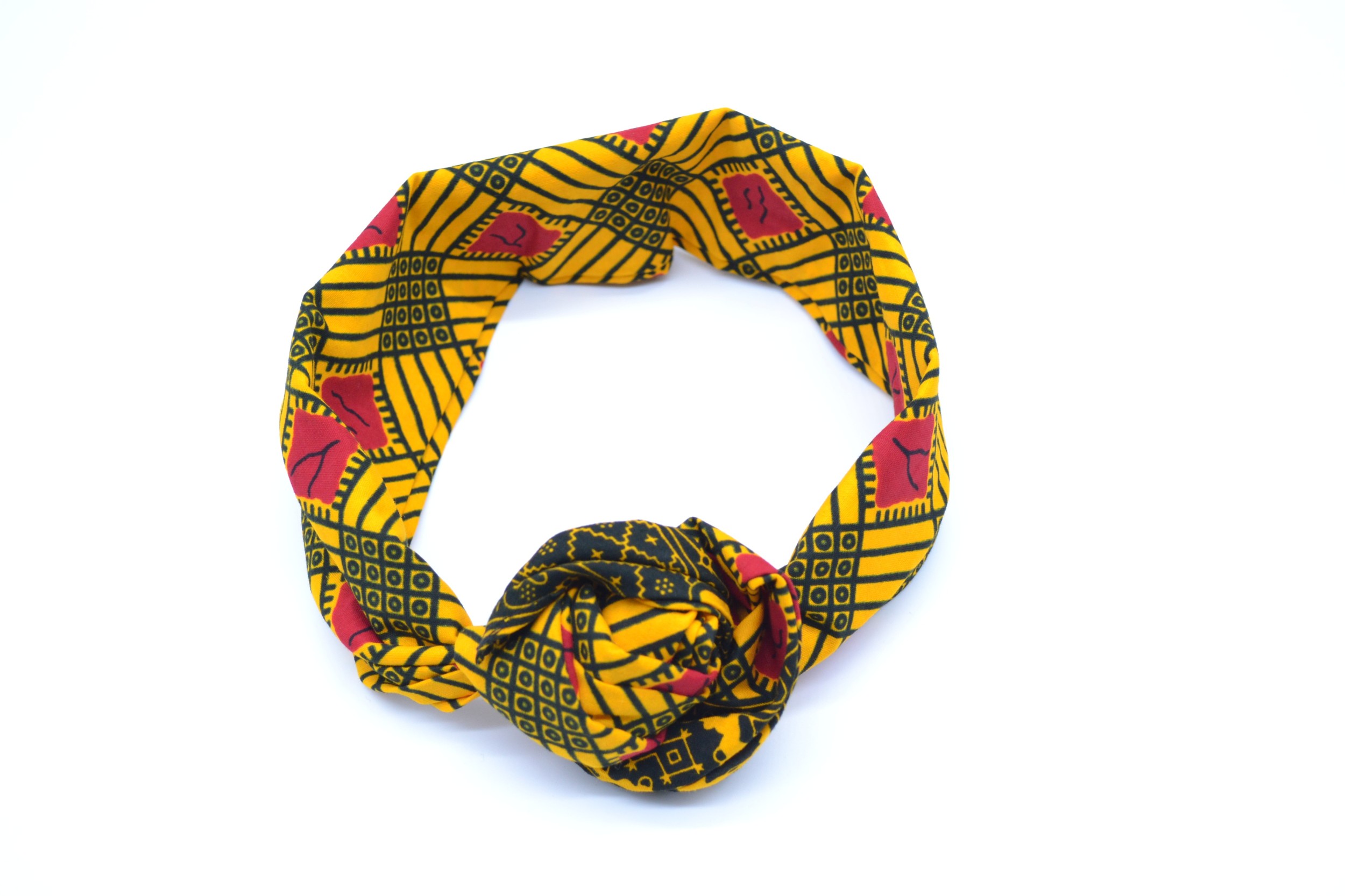 Bandeau en Wax vert et jaune