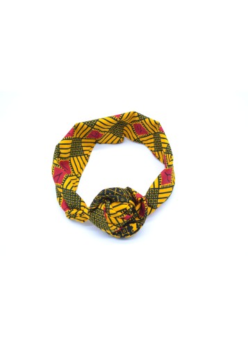 Bandeau en Wax vert et jaune