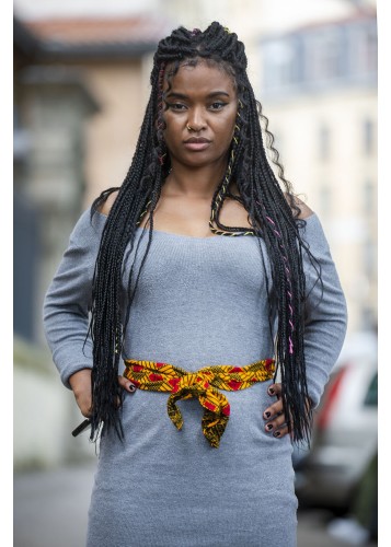 Bandeau en Wax vert et jaune