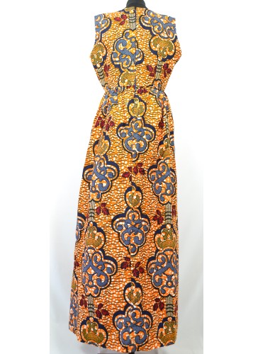 Robe longue multicolore en Wax