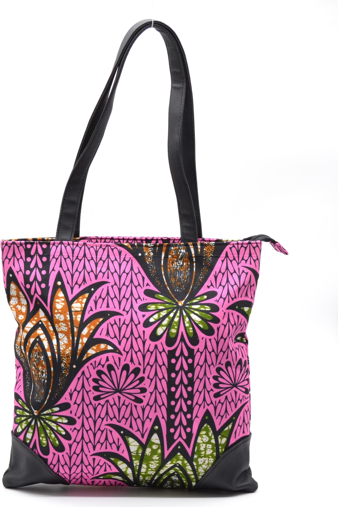 Sac à main tendance en tissu Wax rose et motif floral