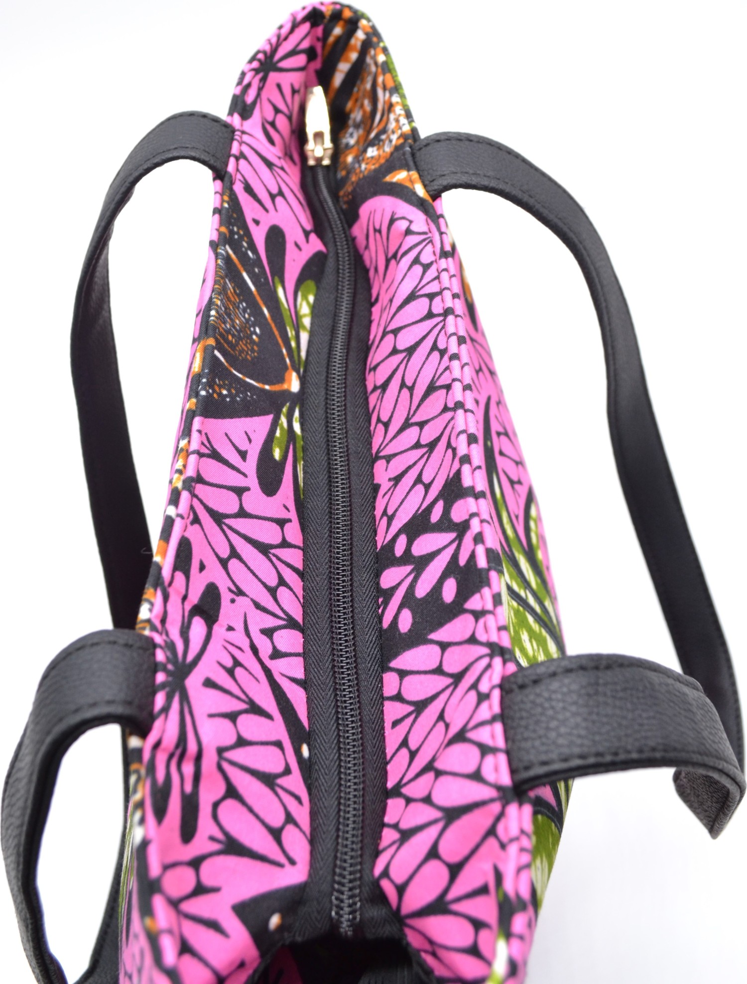 Sac à main tendance en tissu Wax rose et motif floral