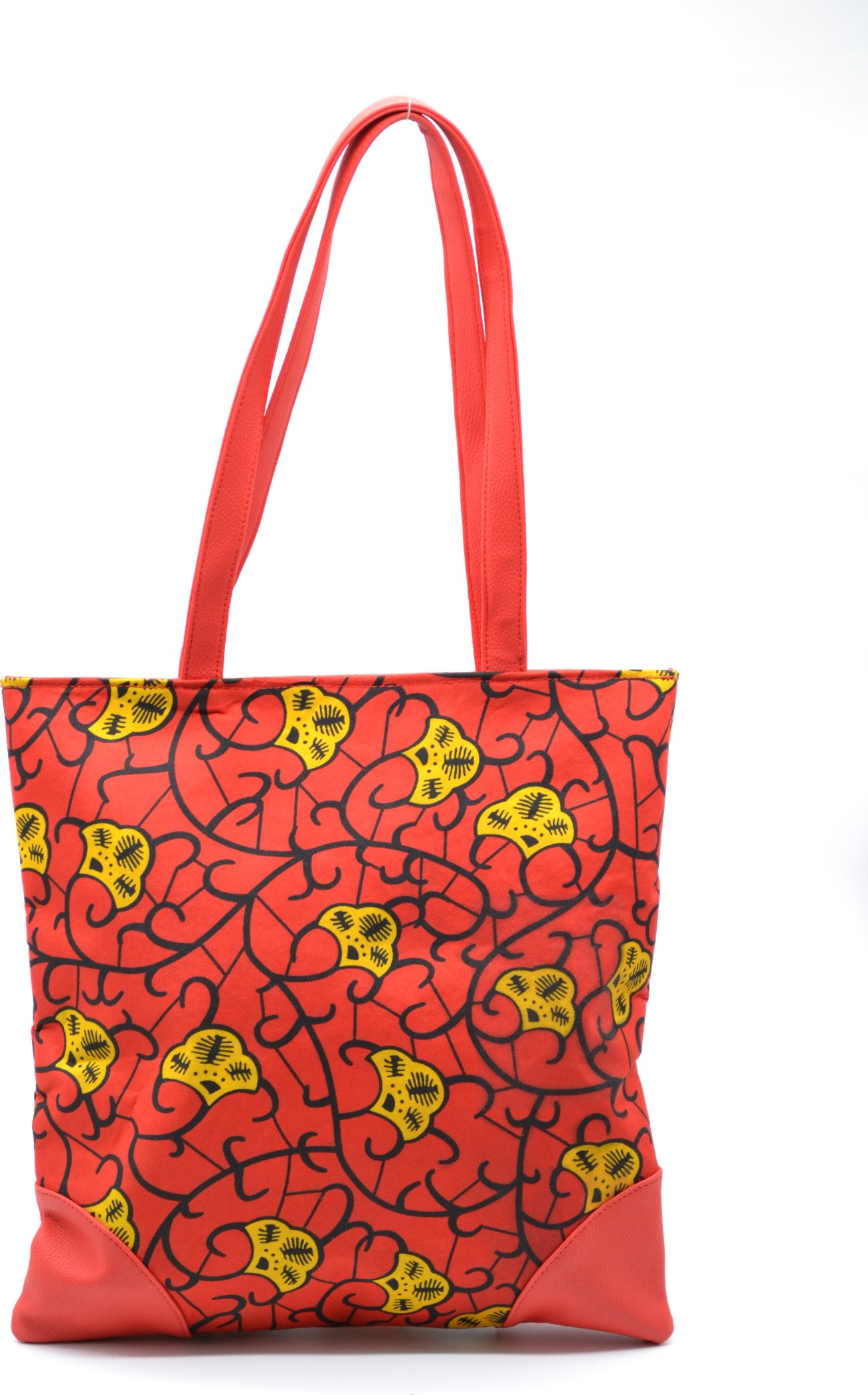 Sac à main chic en Wax avec anses en simili cuir